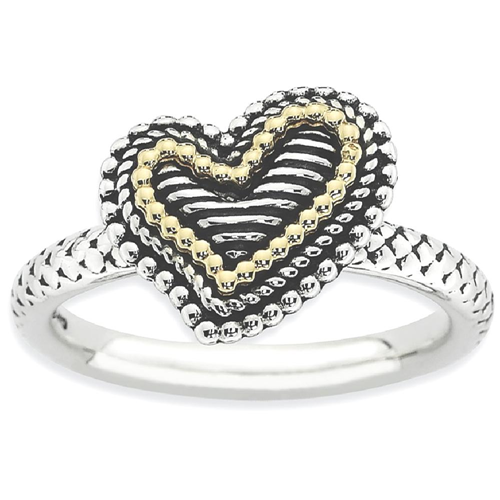 IceCarats 925 Sterling Silver 14k Heart Band Ring Size 5.00 Stackable
