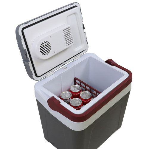 Koolatron 12V Electric Cooler 24L Self-Locking Handle - Grey/Red