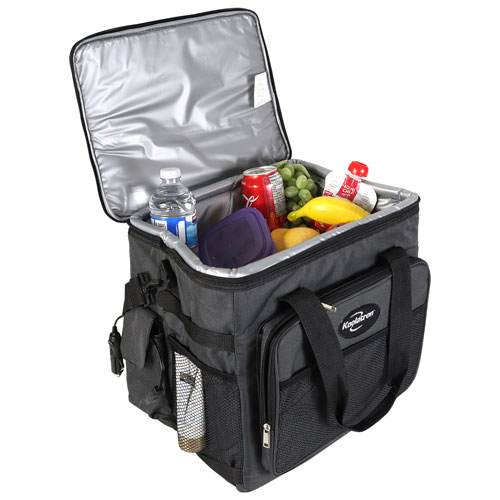 Koolatron 12V Electric Cooler 24L Self-Locking Handle - Grey/Red