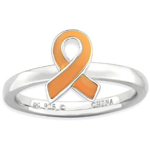 IceCarats 925 Sterling Silver Orange Enameled Awareness Ribbon Band Ring Size 7.00 Stackable