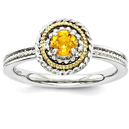 IceCarats 925 Sterling Silver 14k Yellow Citrine Band Ring Size 9.00 Stone Stackable Gemstone Birthstone November