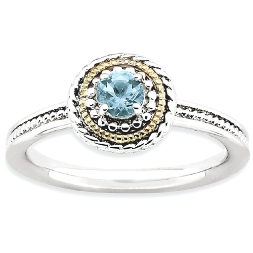 IceCarats 925 Sterling Silver 14k Blue Topaz Band Ring Size 7.00 Stone Stackable Gemstone Birthstone December Az