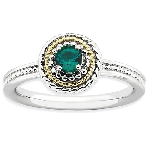 IceCarats 925 Sterling Silver 14k Created Green Emerald Band Ring Size 8.00 Stackable Gemstone Birthstone May