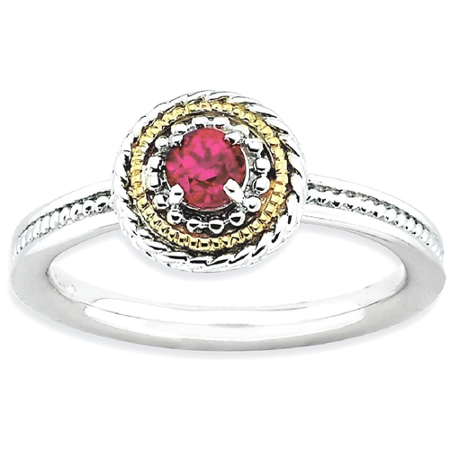 IceCarats 925 Sterling Silver 14k Created Red Ruby Band Ring Size 5.00 Stackable Gemstone Birthstone July