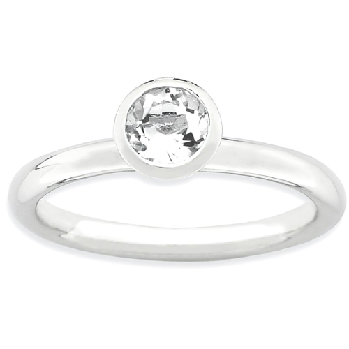 IceCarats 925 Sterling Silver High 5mm April Swarovski Band Ring Size 9.00 Stackable Birthstone Gemstone White Az