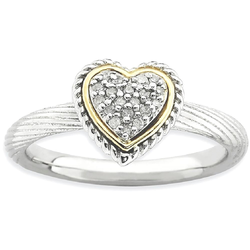 IceCarats 925 Sterling Silver 14k Diamond Heart Band Ring Size 6.00 Love Stackable Fancy
