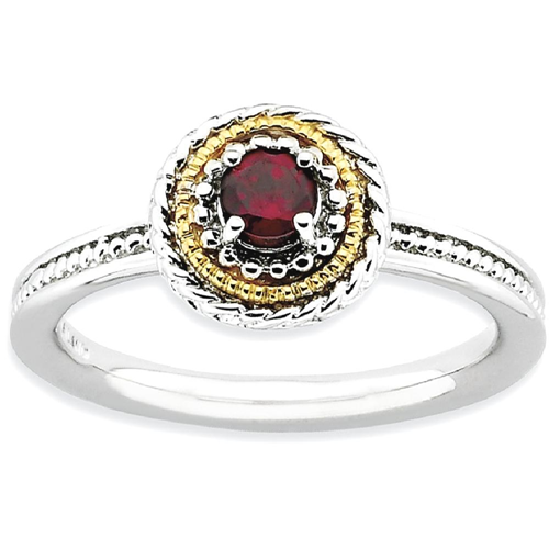 IceCarats – anneau en argent sterling 925 avec grenat rouge 14 K taille 5.00 pierres, pierre de naissance empilable janvier