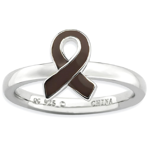 IceCarats 925 Sterling Silver Brown Enameled Awareness Ribbon Band Ring Size 10.00 Stackable