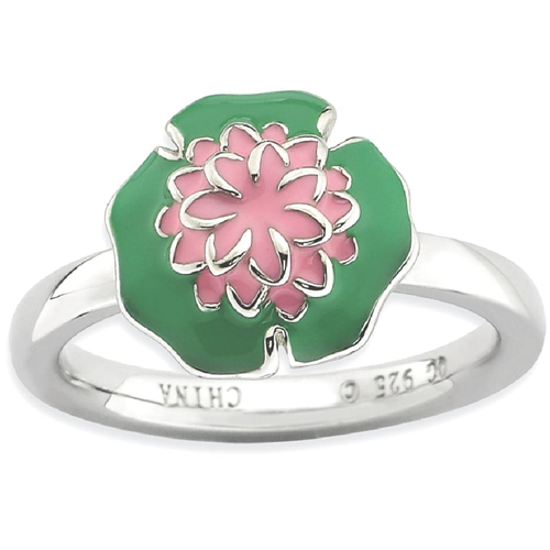 IceCarats 925 Sterling Silver Water Lily Band Ring Size 10.00 Stackable