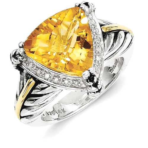 IceCarats 925 Sterling Silver 14k Yellow Citrine Diamond Band Ring Size 7.00 Stone Gemstone