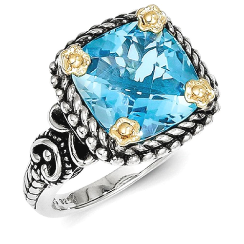 IceCarats 925 Sterling Silver 14k Swiss Blue Topaz Band Ring Size 6.00 Stone Gemstone