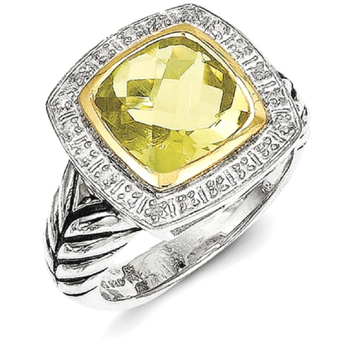 IceCarats 925 Sterling Silver 14k Lemon Quartz Diamond Band Ring Size 6.00 Stone Gemstone
