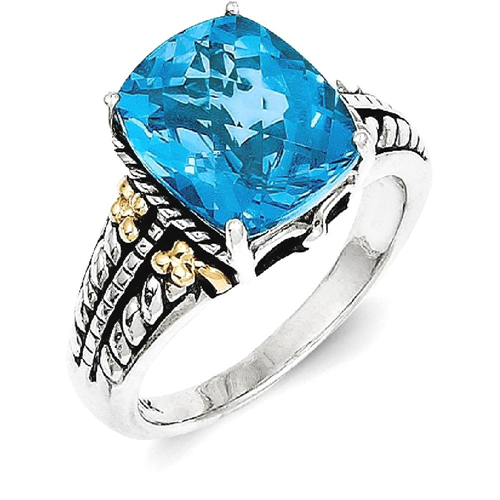 IceCarats 925 Sterling Silver 14k Swiss Blue Topaz Band Ring Size 6.00 Stone Gemstone