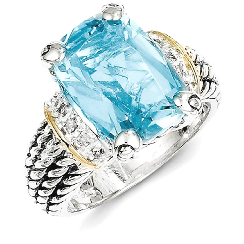 IceCarats 925 Sterling Silver 14k Diamond 8.10sky Blue Topaz Band Ring Size 6.00 Stone Gemstone