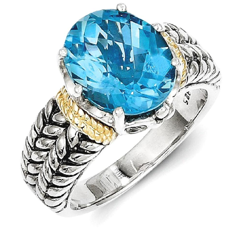 IceCarats 925 Sterling Silver 14k Swiss Blue Topaz Band Ring Size 8.00 Stone Gemstone