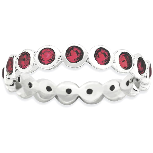 IceCarats 925 Sterling Silver July Swarovski Band Ring Size 10.00 Stackable Birthstone Gemstone Created Ruby