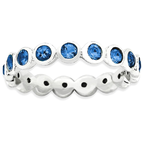 IceCarats 925 Sterling Silver September Swarovski Band Ring Size 5.00 Stackable Birthstone Gemstone Created Sapphire