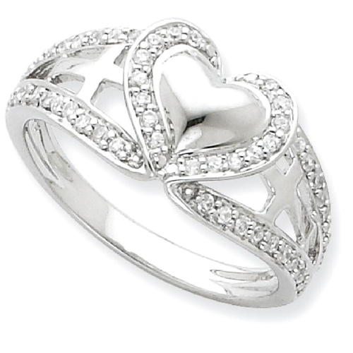 IceCarats 925 Sterling Silver Cubic Zirconia Cz Pure Heart Band Ring Size Love