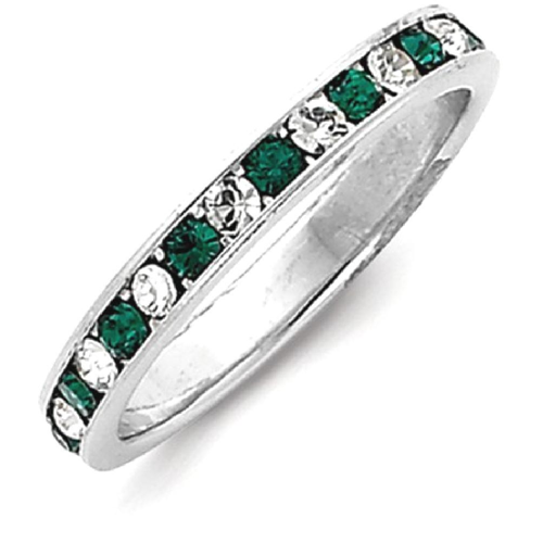 IceCarats 925 Sterling Silver Green White Cubic Zirconia Cz Eternity Wedding Ring Band Size 8.00