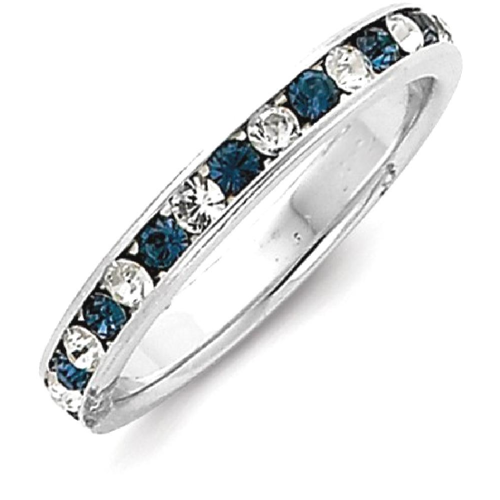 IceCarats 925 Sterling Silver Blue White Cubic Zirconia Cz Eternity Wedding Ring Band Size 6.00
