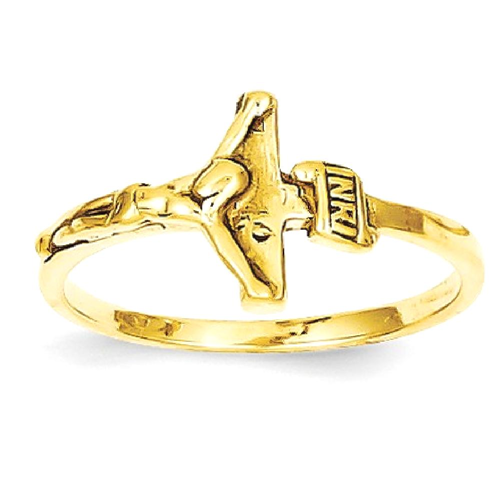 IceCarats 14k Yellow Gold Childs Crucifix Cross Religious Band Ring Size 4.25 Baby