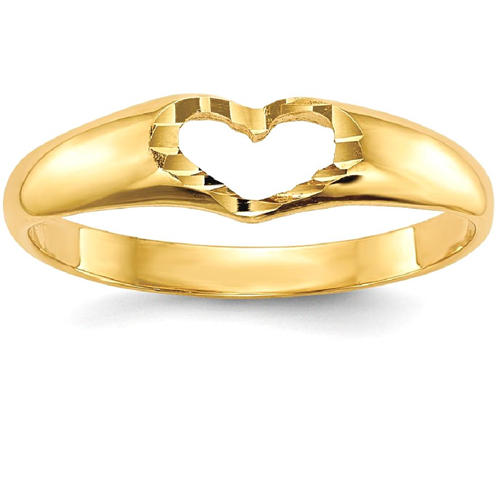 IceCarats 14k Yellow Gold Childrens Heart Band Ring Size 3.00 Baby