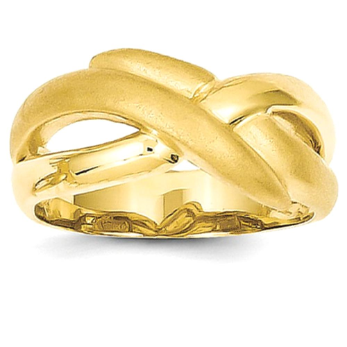 IceCarats 14k Yellow Gold Swirl Cross Religious Over Dome Band Ring Size 6.00