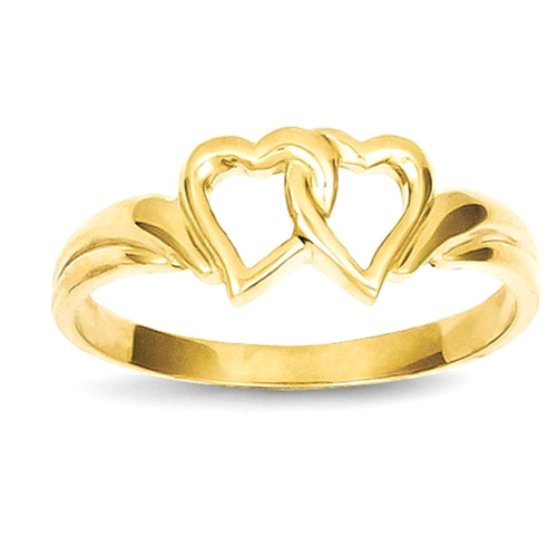 Bague en or jaune 14 K à bande en forme de coeur « IceCarats », taille 6.50 « Love »