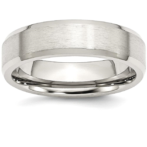 IceCarats Stainless Steel Flat Beveled Edge 6mm Brushed Wedding Ring Band Size 12.50 Classic Wedge