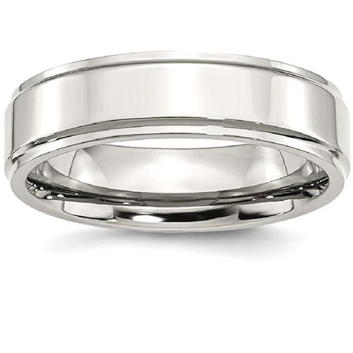 IceCarats Stainless Steel Ridged Edge 6mm Wedding Ring Band Size 6.50 Classic Flat Wedge