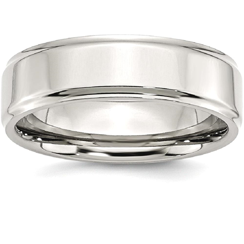 IceCarats Stainless Steel Ridged Edge 7mm Wedding Ring Band Size 10.50 Classic Flat Wedge