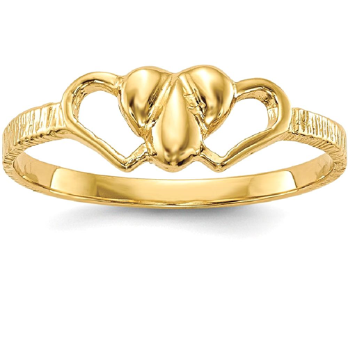 IceCarats 14k Yellow Gold Childrens Heart Band Ring Size 5.00 Baby
