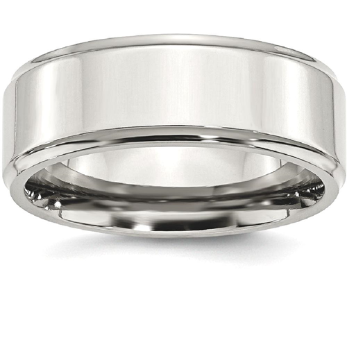 IceCarats Stainless Steel Ridged Edge 8mm Wedding Ring Band Size 10.00 Classic Flat Wedge