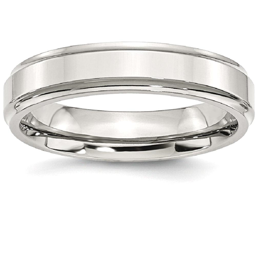 IceCarats Stainless Steel Ridged Edge 5mm Wedding Ring Band Size 6.50 Classic Flat Wedge