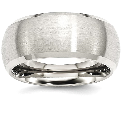 IceCarats Stainless Steel Beveled Edge 10mm Brushed Wedding Ring Band Size 10.50 Classic Flat Wedge