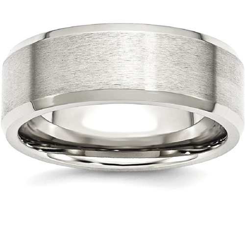 IceCarats Stainless Steel Flat Beveled Edge 8mm Brushed Wedding Ring Band Size 12.50 Classic Wedge
