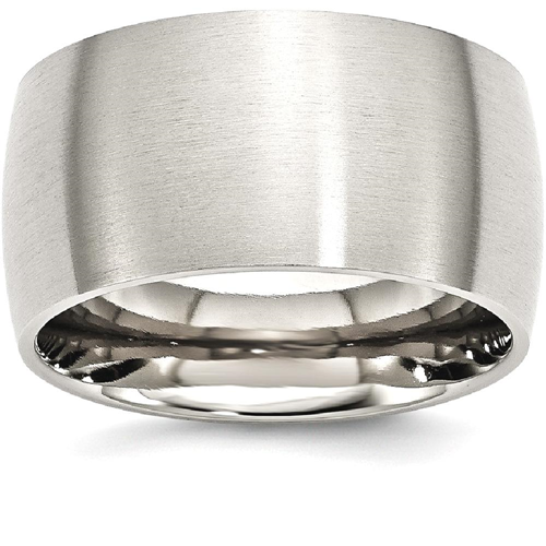 IceCarats Stainless Steel 12mm Brushed Wedding Ring Band Size 10.00 Classic Domed