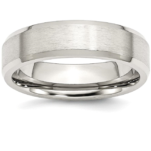 IceCarats – Alliance brossée à bord plat et bord biseauté de 6 mm en acier inoxydable, taille 6.50, anneau classique en angle