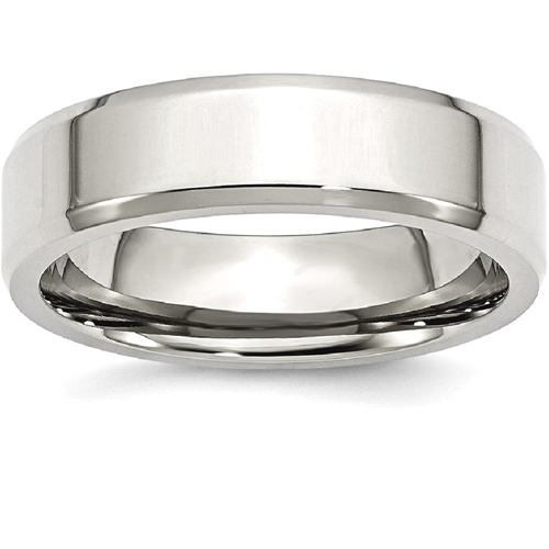 IceCarats Stainless Steel Beveled Edge 6mm Wedding Ring Band Size 10.50 Classic Flat Wedge
