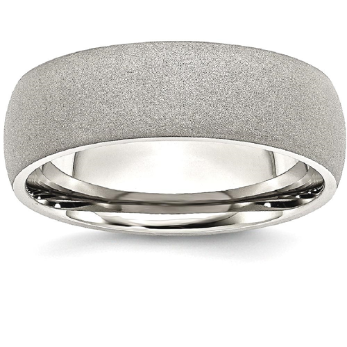 IceCarats Stainless Steel Stone Finish 7mm Wedding Ring Band Size 10.00 Classic Domed