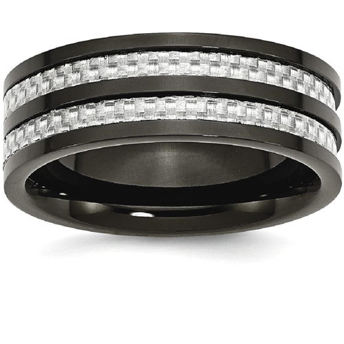 IceCarats Stainless Steel 8mm Black Plated Grey Carbon Fiber Inlay Wedding Ring Band Size 11.00 Type Of