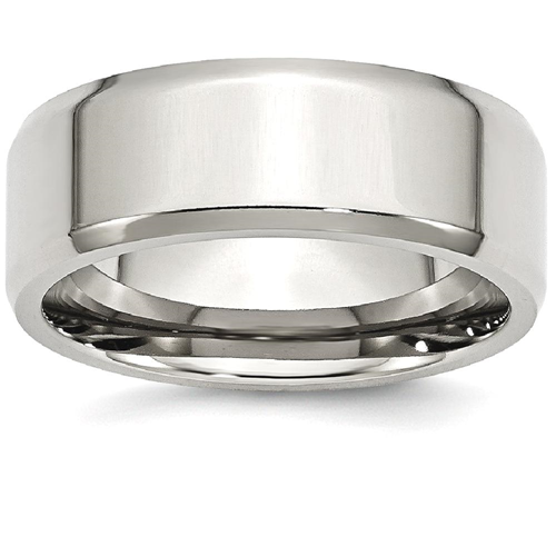 IceCarats Stainless Steel Beveled Edge 8mm Wedding Ring Band Size 9.00 Classic Flat Wedge