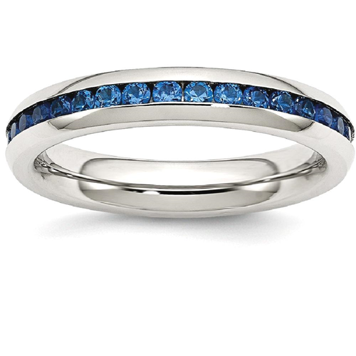 IceCarats Stainless Steel 4mm September Blue Cubic Zirconia Cz Band Ring Size 6.00 Birthstone