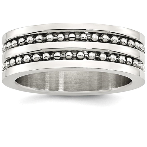 IceCarats Stainless Steel 8mm Double Row Beaded Wedding Ring Band Size 10.00 Type Of