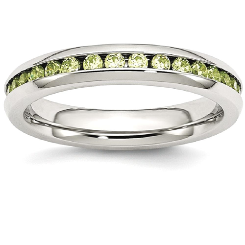 IceCarats Stainless Steel 4mm August Green Cubic Zirconia Cz Band Ring Size 6.00 Birthstone