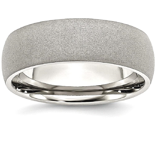 IceCarats – Alliance de 7 mm en acier inoxydable au fini pierre, taille 8.50, dôme classique