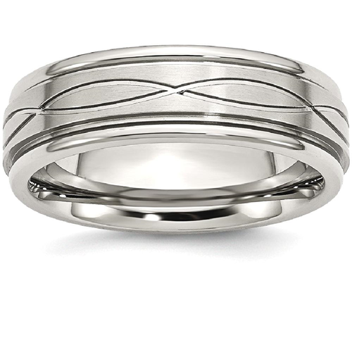 IceCarats Stainless Steel /brushed Criss Cross Religious Design 7mm Ridged Edge Wedding Ring Band Size 11.00 Fancy
