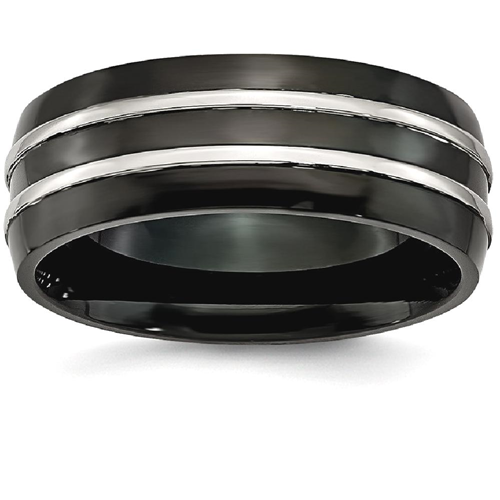 IceCarats Stainless Steel 8mm Black Plated Brushed Wedding Ring Band Size 10.00 Fancy