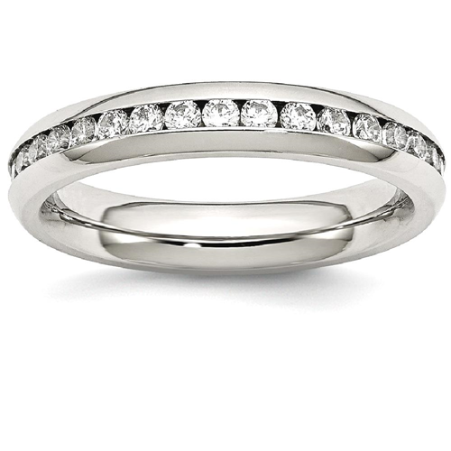 IceCarats Stainless Steel 4mm April Clear Cubic Zirconia Cz Band Ring Size 8.00 Birthstone