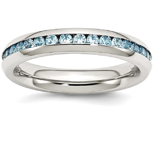 IceCarats Stainless Steel 4mm December Teal Cubic Zirconia Cz Band Ring Size 7.00 Birthstone